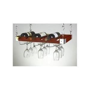 Concept Housewares WR-49528 Espresso Wine Bottle and Glass Rack 8-bottle by