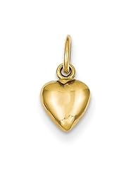 14k Yellow Gold Solid Polished 3-Dimensional Medium Puffed Heart Pendant