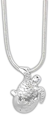 Cruz Accessories Hatching Sea Turtle in Egg on 16" Snake Chain Necklace