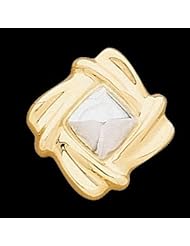 14K Yellow Gold/White Gold Two Tone Earrings W/Omega Back