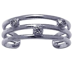 Genuine Diamond Triple Band 14K White Gold Toe Ring by 