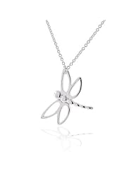 Bling Jewelry 925 Sterling Silver Open Winged Dragonfly Necklace 16 Inch