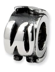 Letter W, Alphabet Charm in Sterling Silver For 3mm Charm Bracelets