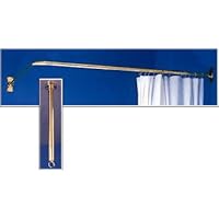 L-shaped Shower Rod Set w/ Ceiling Brace - Polished Brass w/clearcoat