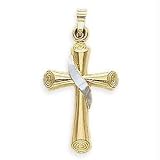14k Two Tone Hollow Cross Pendant