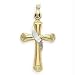 14k Two Tone Hollow Cross Pendant