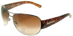 Prada SPR52G 5AV6S1 silver frame/brown havana/brown gradient Designer Unisex Sunglasses