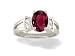 14K White Gold Oval Created Ruby and Diamond Ring