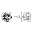 Rhodium Plated Brass with Clear Cubic Zirconia Round Stud Earrings, Weight: 10.40gm