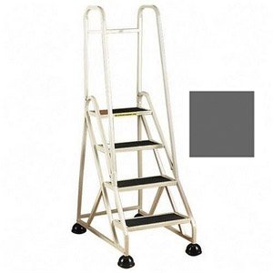 Stop-Step Ladder - 4 Steps with Handrail - Winter Gray