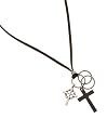 G by GUESS Cross and Rings Necklace, BLACK SILVER