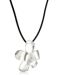Argento Vivo "Organic Concave" Flower Pendant Necklace on Leather Cord