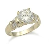 Brilliant and Baguette Cubic Zirconia Engagement Ring