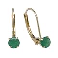 14K 2MM Round Emerald Leverback Earrings
