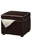 19" Square Leather Newman Storage Ottoman
