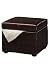 19" Square Leather Newman Storage Ottoman