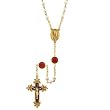 The Vatican Library Collection Red Hand Enameled Simulated Pearl Gold-Tone Tone Rosary