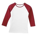 NEW District Threads - Ladies 3/4 Sleeve Raglan Tee White/Red-L