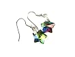 Faceted Star Shape Crystal Glass Dangle Earrings with a Vitrail Coating