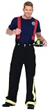 Leg Avenue Men's 3 Piece Fire Captain Pants With Reflective Trim And T-Shirt Suspenders