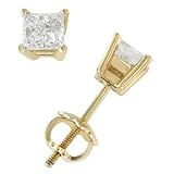 18k Yellow Gold & Princess Diamond Stud Earrings (0.50 ctw)