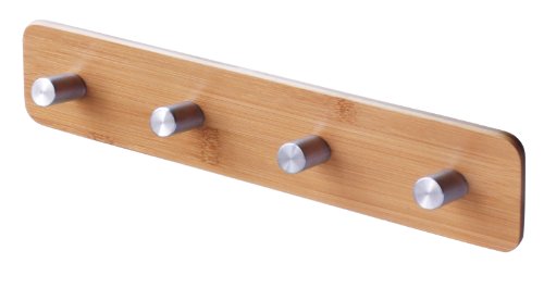 Zeller 13874 Hakenleiste 4-er, 21.8 x 5 x 3.5, Bamboo / Edelstahl