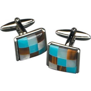Rodium Plated Cufflinks w/ Semi Precious Stones, J115 [Kitchen]