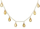 14k Yellow Gold, November Birthstone, Citrine Briolette Station Necklace, 16