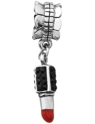 Lipstick Dangle Charm in Silver for 3mm Charm Bracelets