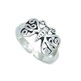 .925 Sterling Silver Filigree Butterfly Toe Ring