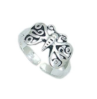 Sterling Silver Toe Ring with Clear CZ - Dragonfly