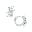 14K White Gold CZ Dual Flower Huggy Earrings