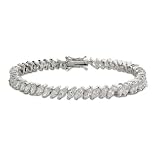 Eve's Addiction Sterling Silver Marquise Cut Diamond CZ Tennis Bracelet