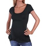 Black Fitted Maternity Short Sleeve Shirt W/Pockets