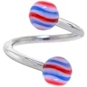 Patriotic American HYPNOTIC Spiral Twister Belly Ring