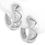 Diamond Huggies Hoop Earrings 14k White Gold