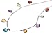14K White Gold Beaded Diamond Cut 10 Anklet Bracelet, with multi-colored dangling semi-precious stones.