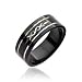316L Stainless Steel Ring - Black with Dia Cut Tribal Pattern - Size: 5-13