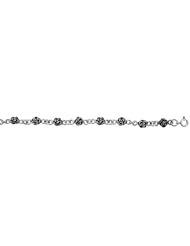 Sterling Silver Flower Charm Bracelet, 1/4 inch wide