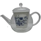 磁器茶漉しの耐熱ガラスティーポット　オニオン　（KA-400　柄番20)の画像
