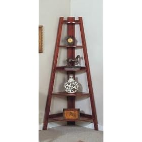 <b>"Pyramid" Style Cherry Finish 4-Tier CORNER SHELF /STAND</b>