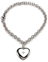 Sterling Silver Children Heart Charm Bracelet with Diamond