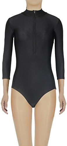 AveryDance Turtleneck Front Zipper 3/4 Sleeve Lycra Leotard for Adult