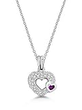 18k White Gold or Yellow Gold Amethyst and Diamond Double Heart Pendant (1/4 ct. tw.)