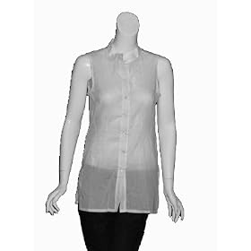 MANUEL CANOVAS Elisa White Button Tank Top