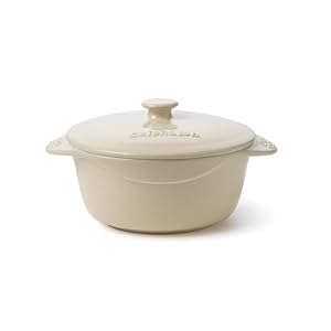 Calphalon Ceramic Vanilla 1 1 2 Quart Covered Round Casserole with Lid by 