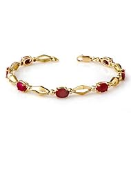 Genuine 6.0 ctw Ruby Bracelet 10K Yellow Gold