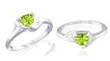 Trillion Cut Peridot Ring Sterling Silver