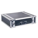 Black Professional 3U Semi Flight Rack Case With Front/Back Doors, Rubber Feet and Rack Stripping.