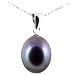 Freshwater Cultured Oval Shape 8-9mm Black Pearl Pearl Pendant, 16